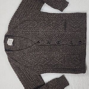 Gap Of Dunloe Purple Heather Handknit All Pure Wool Grandpa Cardigan
